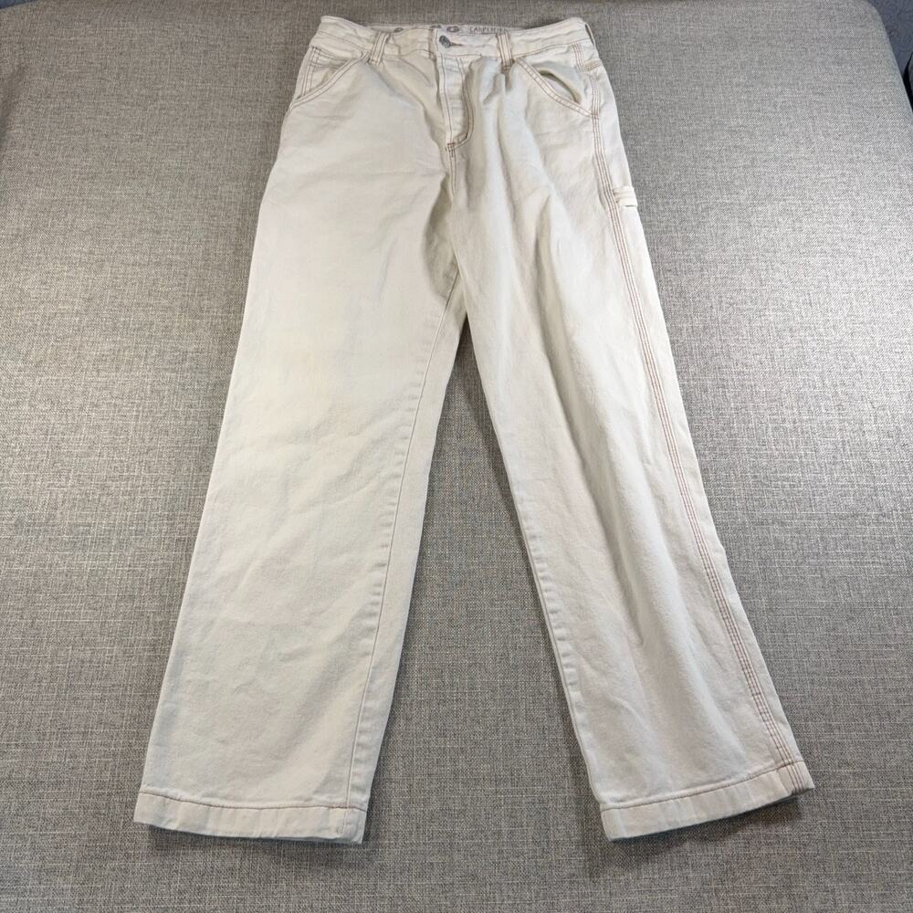 S.O.N.G. Carpenter 90s Boyfriend Jeans Women 11/30 Cream Wide Leg Y2K